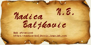 Nadica Baljković vizit kartica